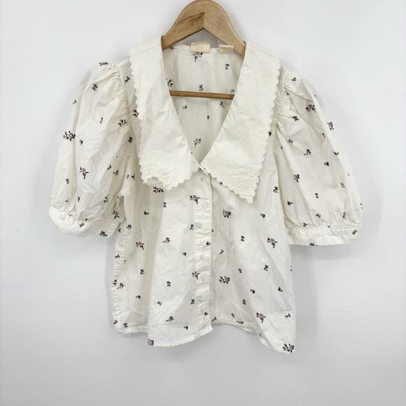 Levis Top Small Royce Cottage Floral Victorian Romantic Puff Sleeve Dainty Boho - Picture 1 of 10